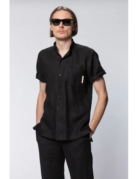 CAMICIA UOMO MANICHE CORTE IN 100% LINO
