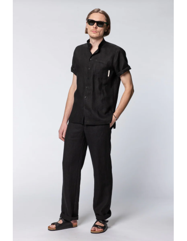 CAMICIA UOMO MANICHE CORTE IN 100% LINO