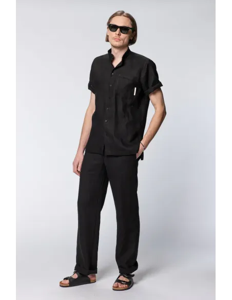 CAMICIA UOMO MANICHE CORTE IN 100% LINO