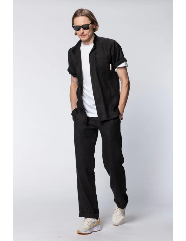 CAMICIA UOMO MANICHE CORTE IN 100% LINO