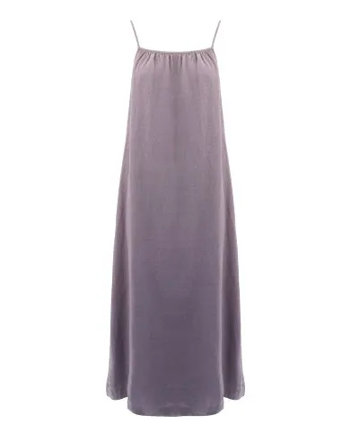 ABITO LUNGO CON SPALLINE IN 100% LINO "PETUNIA"