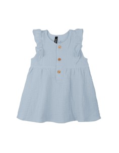 ABITINO SMANICATO BIMBA CON BOTTONCINI - AZZURRO