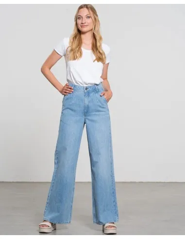 JEANS A PALAZZO E VITA ALTA IN COTONE BIOLOGICO...