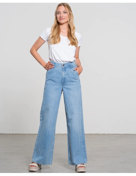 JEANS A PALAZZO E VITA ALTA IN COTONE BIOLOGICO "FLY"