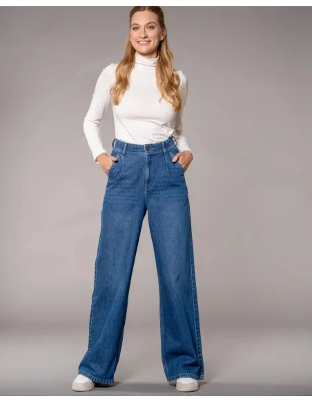 JEANS A PALAZZO E VITA ALTA IN COTONE BIOLOGICO "FLY"