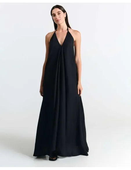 ABITO LUNGO IN ECOVISCOSA E LINO MULTIPOSIZIONE "DAPHNE"