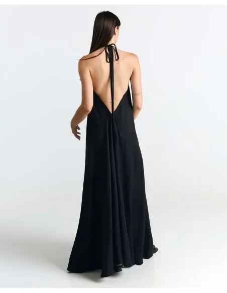 ABITO LUNGO IN ECOVISCOSA E LINO MULTIPOSIZIONE "DAPHNE"