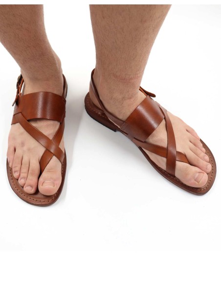 SANDALO UOMO CAPRESE A INFRADITO IN PELLE E CUOIO "MARTE"