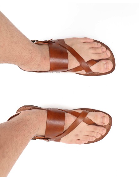 SANDALO UOMO CAPRESE A INFRADITO IN PELLE E CUOIO "MARTE"