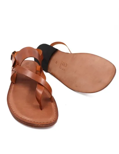 SANDALO UOMO CAPRESE A INFRADITO IN PELLE E CUOIO "MARTE"