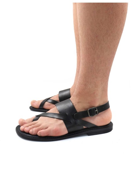 SANDALO UOMO CAPRESE A INFRADITO IN PELLE E CUOIO "MARTE"