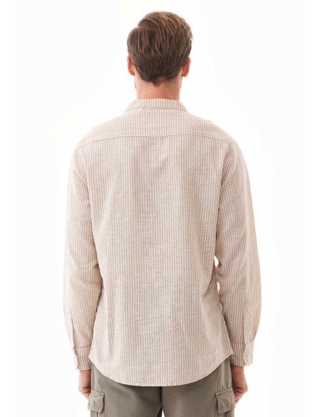 CAMICIA ALLA COREANA IN COTONE E LINO