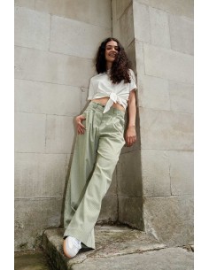 PANTALONE A PALAZZO IN COTONE BIOLOGICO "LOLA STRIPE"