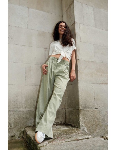 PANTALONE A PALAZZO IN COTONE BIOLOGICO "LOLA STRIPE"