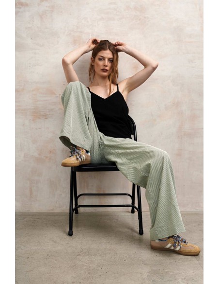 PANTALONE A PALAZZO IN COTONE BIOLOGICO "LOLA STRIPE"