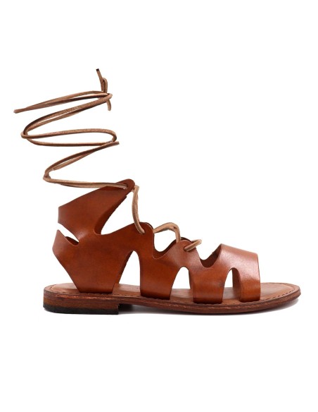 SANDALO CAPRESE GLADIATORE IN PELLE E CUOIO "ATENA"