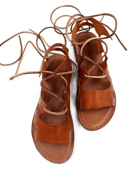 SANDALO CAPRESE GLADIATORE IN PELLE E CUOIO "ATENA"