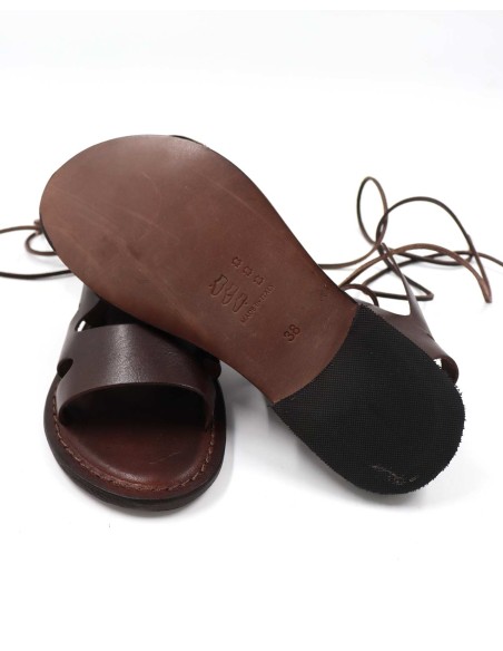 SANDALO CAPRESE GLADIATORE IN PELLE E CUOIO "ATENA"