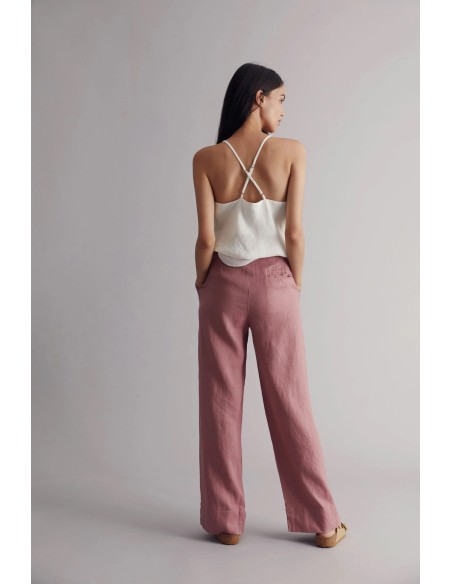 PANTALONE A PALAZZO IN 100% LINO "LION"