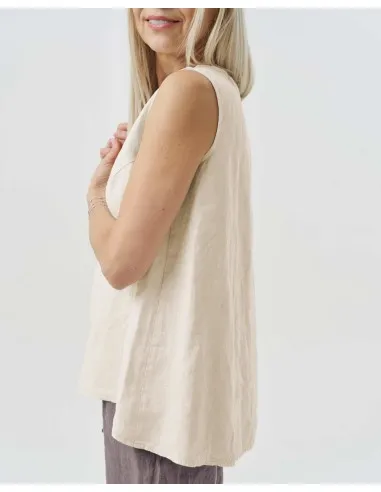 TOP SMANICATO IN 100% LINO "OLIVIA"