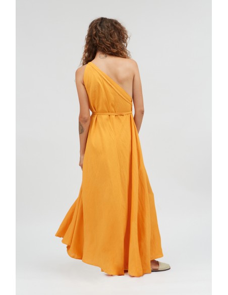 ABITO LUNGO IN ECOVISCOSA E LINO MULTIPOSIZIONE "DAPHNE"