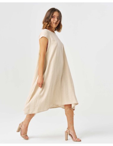 ABITO FLUIDO SCOLLO A V IN 100% LINO "GABRIELA"