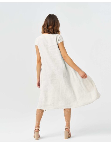 ABITO FLUIDO SCOLLO A V IN 100% LINO "GABRIELA"