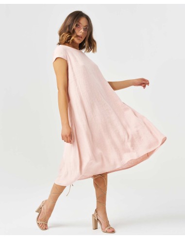 ABITO FLUIDO SCOLLO A V IN 100% LINO "GABRIELA"