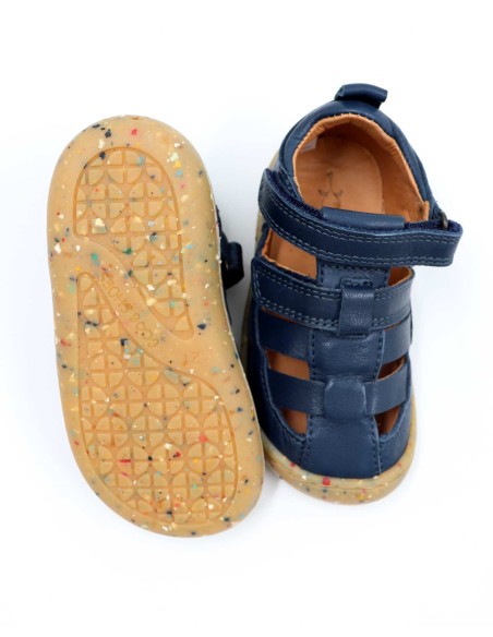 SANDALO BAREFOOT IN PELLE CON SUOLA IN CAUCCIU'