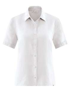 CAMICIA DONNA MANICA CORTA 100% CANAPA - BIANCO 2