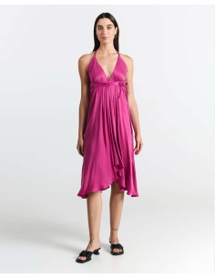 ABITO CORTO IN CUPRO MULTIPOSIZIONE "DAPHNE" - FUXIA