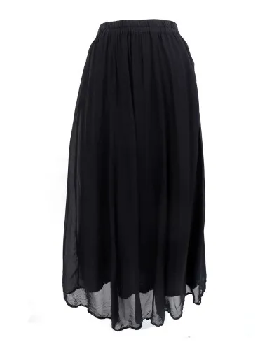 GONNA IN SETA CHIFFON E COTONE INCRESPATO "LENE"