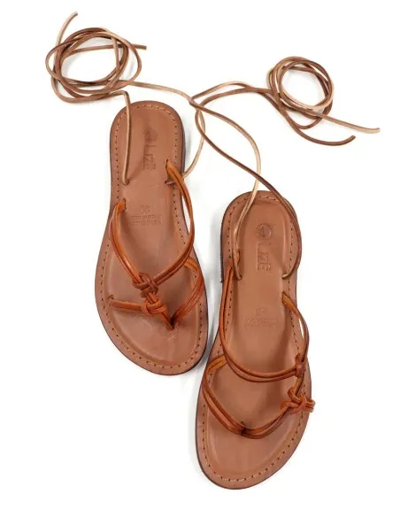 SANDALO CAPRESE A INFRADITO IN PELLE E CUOIO "DEMETRA"