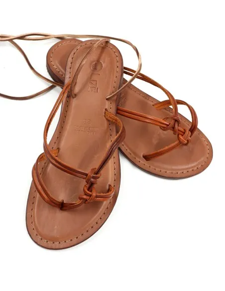 SANDALO CAPRESE A INFRADITO IN PELLE E CUOIO "DEMETRA"