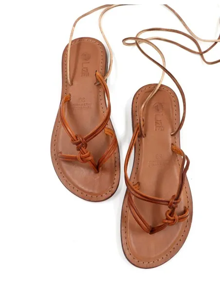 SANDALO CAPRESE A INFRADITO IN PELLE E CUOIO "DEMETRA"