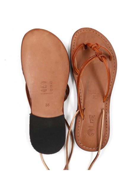 SANDALO CAPRESE A INFRADITO IN PELLE E CUOIO "DEMETRA"