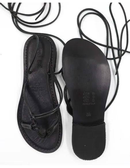 SANDALO CAPRESE A INFRADITO IN PELLE E CUOIO "DEMETRA"