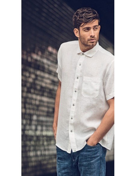 CAMICIA 100% CANAPA A MANICHE CORTE