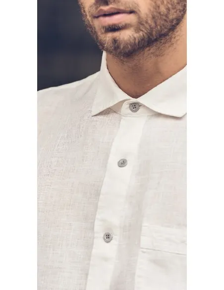 CAMICIA 100% CANAPA A MANICHE CORTE