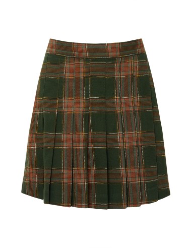 GONNA TARTAN A PIEGHE IN COTONE BIOLOGICO "RARA"