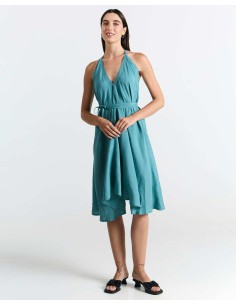 ABITO CORTO IN ECOVISCOSA E LINO MULTIPOSIZIONE "DAPHNE"...