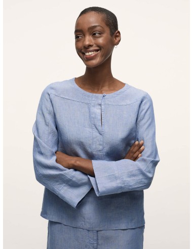 BLUSA A KIMONO IN 100% LINO BIOLOGICO