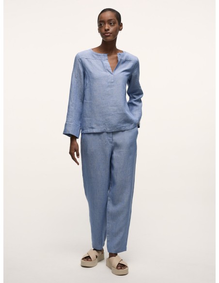 BLUSA A KIMONO IN 100% LINO BIOLOGICO