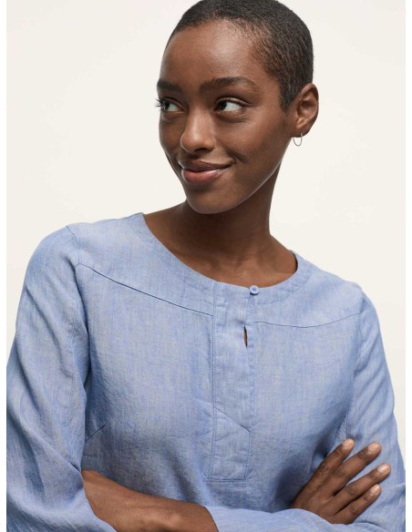 BLUSA A KIMONO IN 100% LINO BIOLOGICO