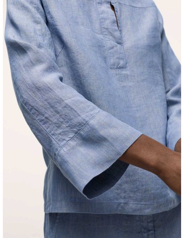 BLUSA A KIMONO IN 100% LINO BIOLOGICO