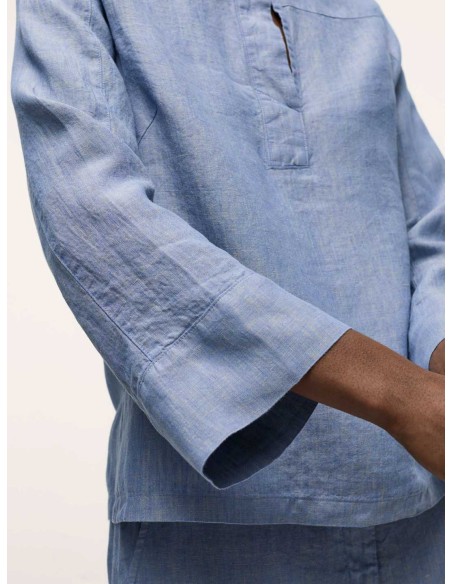 BLUSA A KIMONO IN 100% LINO BIOLOGICO