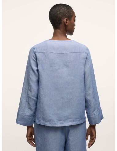 BLUSA A KIMONO IN 100% LINO BIOLOGICO