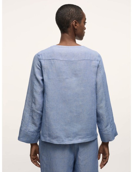 BLUSA A KIMONO IN 100% LINO BIOLOGICO