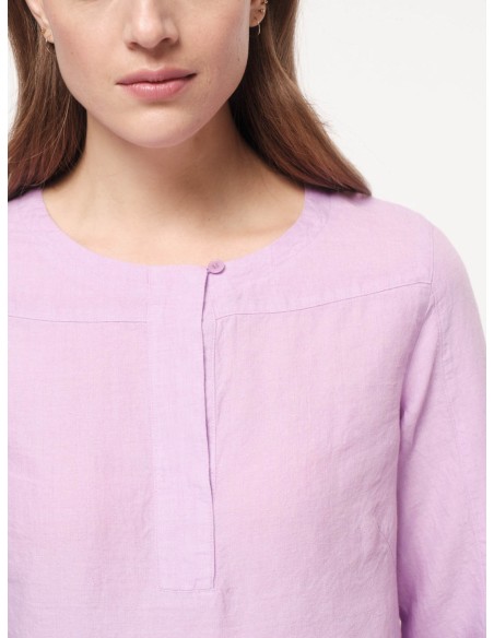 BLUSA A KIMONO IN 100% LINO BIOLOGICO