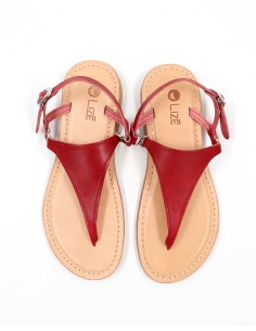 SANDALI CAPRESI IN PELLE E CUOIO "VENERE" - ROSSO